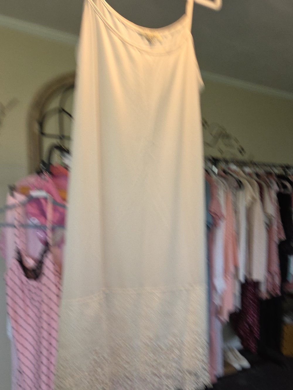 Final Touch Cream Maxi Slip Dress with Decorative Hem